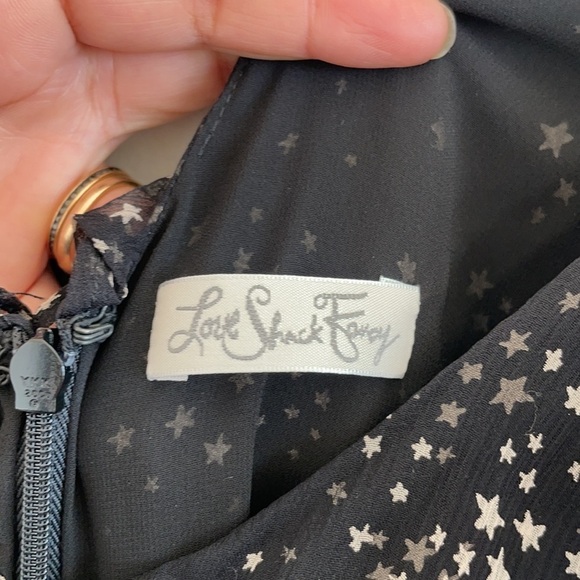 LoveShackFancy black star print silk maxi dress 0 - Picture 6 of 10